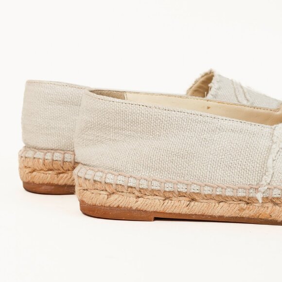 Chanel Fraying CC Textile Espadrille Flats in White and Black - Picture 9 of 10